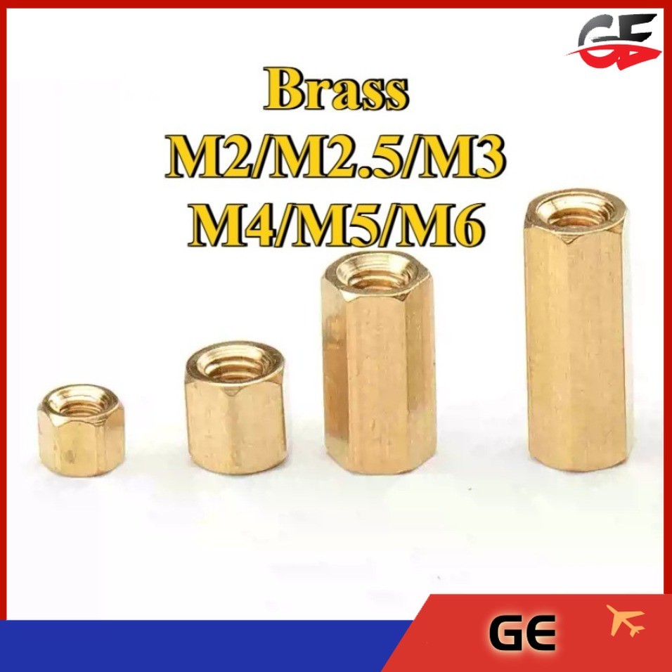 หกเหลี่ยมแยกคอลัมน์รอบ knurled คอลัมน์หกเหลี่ยมทองแดงคอลัมน์คู่ผ่านคอลัมน์ DIY ชุด M2-M6 GE-MB