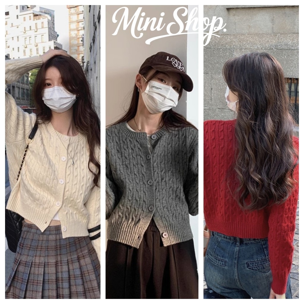 Mini shop🌸พร้อมส่ง🌸(Z070) เสื้อคลุมคาร์ดิแกน สีพื้น ผ้าไหมพรม กันหนาวได้ ใส่เที่ยวทำงาน เสื้อกันหนาว สไตล์ลำลอง