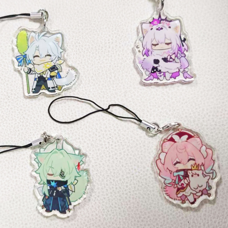 4 ชิ้น/ล็อตเกมจี้โทรศัพท์เชือกเส้นเล็กน่ารักการ์ตูน Khaslana Painon NeiKos496 Anaxa Anaxagoras Casto