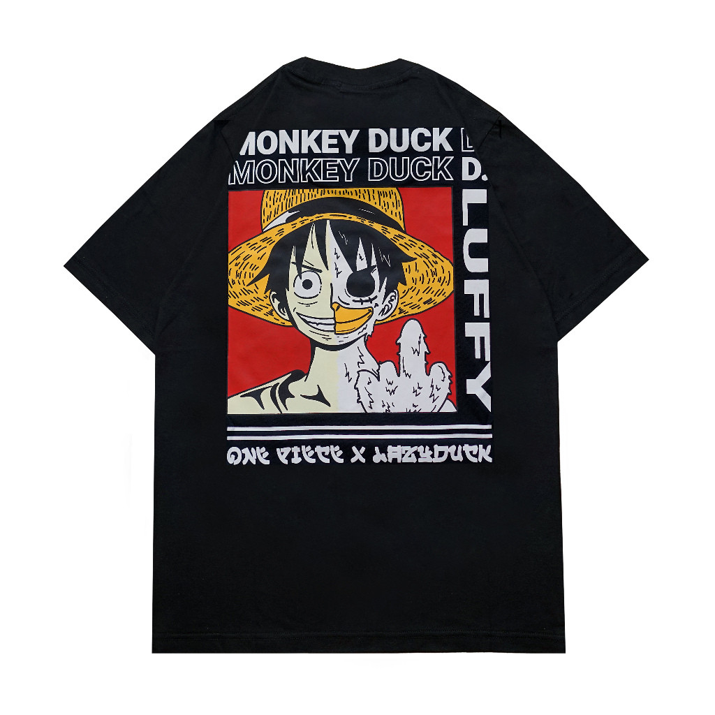 LAZYDUCK TSHIRT ANIME ONE PIECE MONKEY D LUFFY DUCK สีดํา