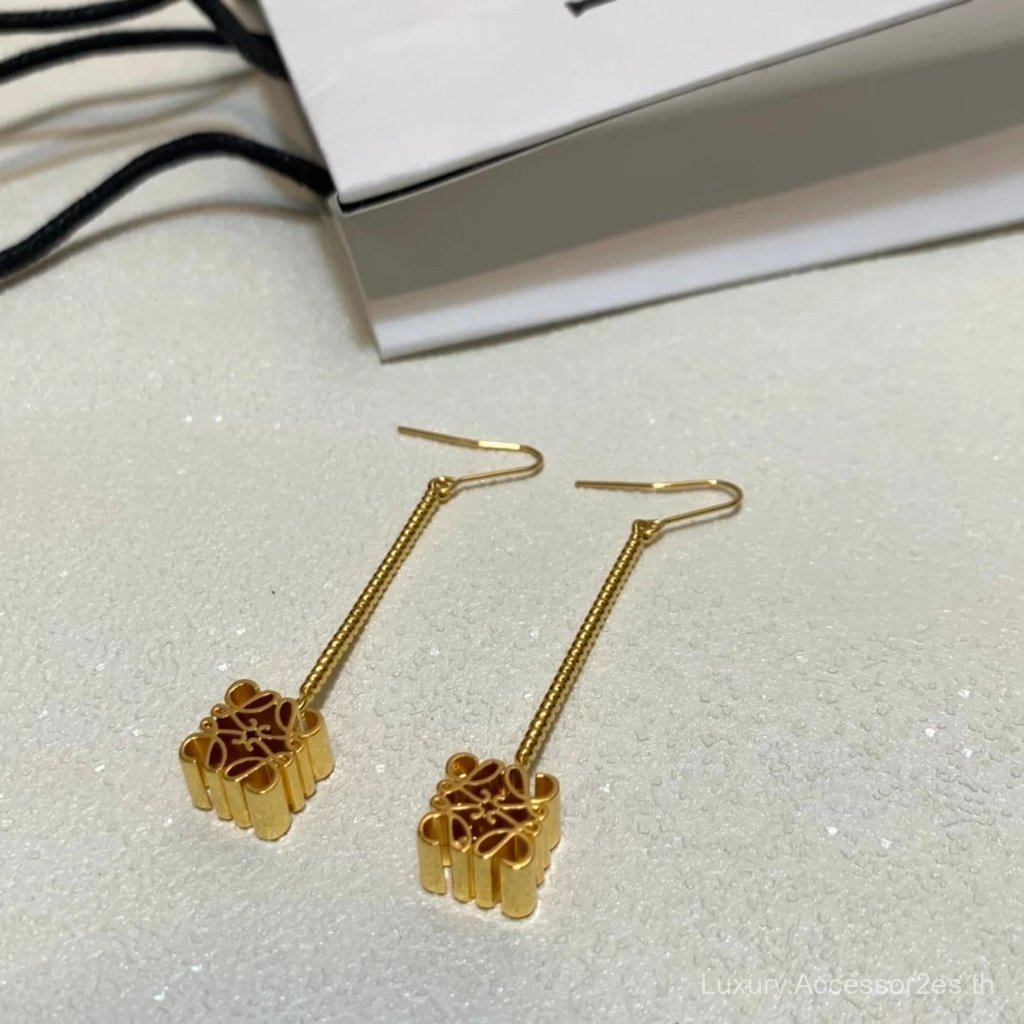 ต่างหูเพชรและผ้าไหมบิดแบบโซ่ห้อยสามมิติ L0EWE