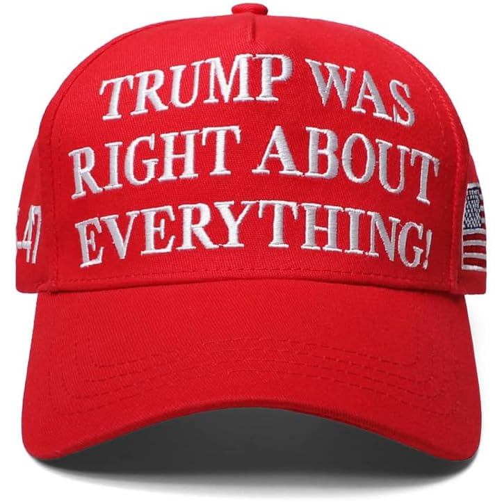 Trump was Right About Everything Baseball Cap, Red, 45-47 President Support Hat