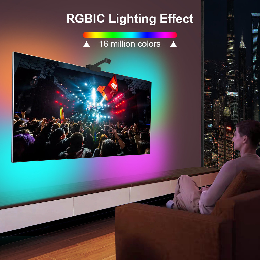 Cross-Border Graffiti APP ทีวีหน้าจอแยกสี RGB Full Color LED TV พื้นหลังสมาร์ท Synchronization Light
