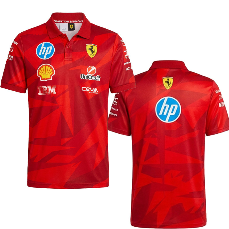 2026 ใหม่ล่าสุด F1 Racing Suit + Ferrari Racing F1 Team jersey + ฤดูร้อนผู้ชายและผู้หญิงเสื้อโปโลแขน