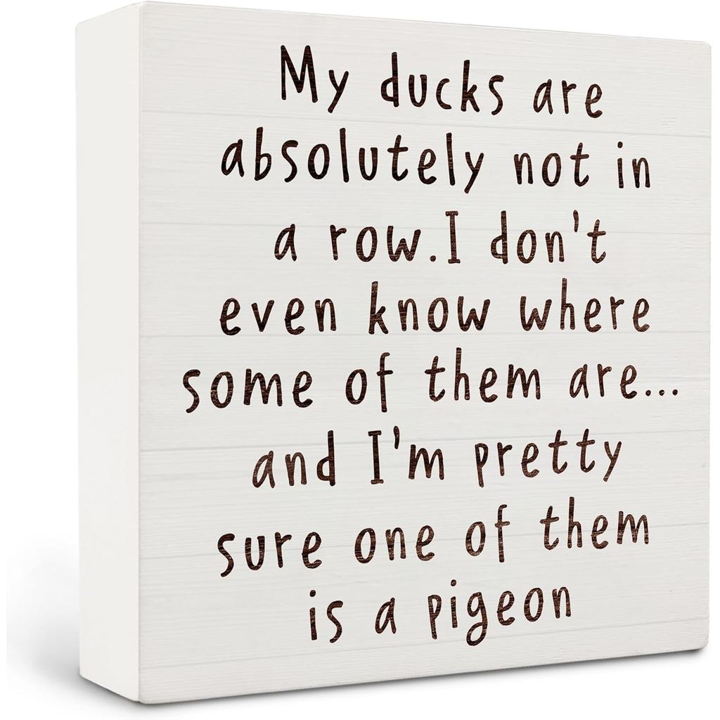 Funny Office Wood Box Sign, My Ducks Are Absolutely Not In A Row Sign, Funny Office Desk Accessories
