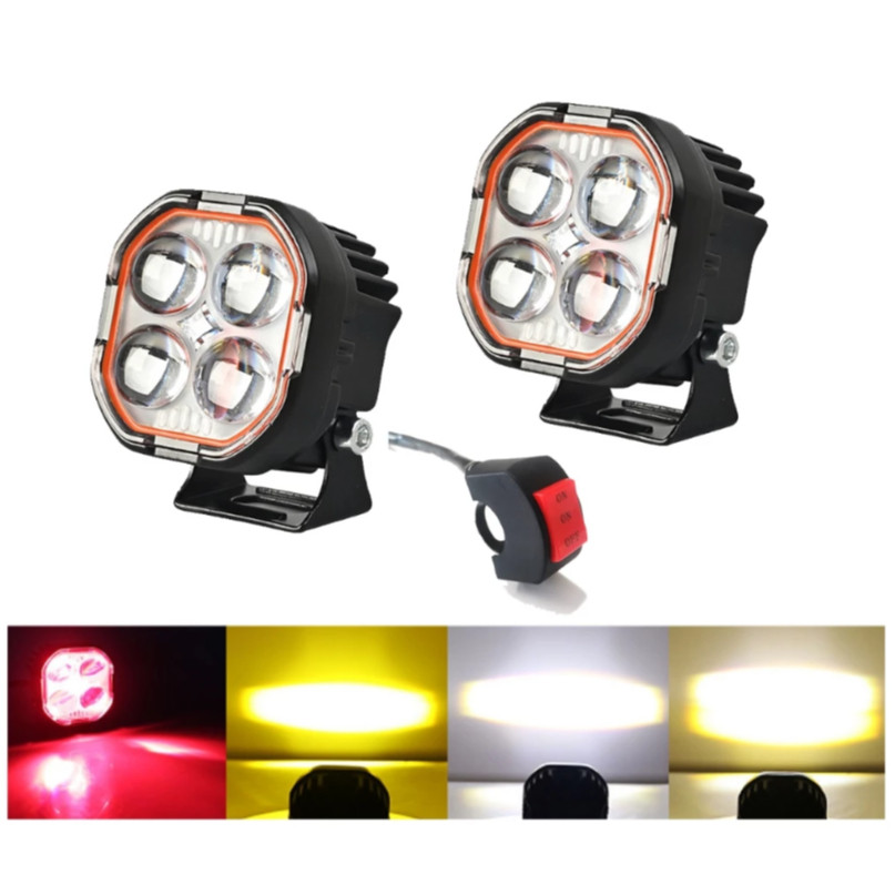 【YH MOTO】มินิ ไฟ LED ไฟรถจักรยานยนต์ 12V ไฟตัดหมอก ไฟโปรเจคเตอร์ ความสว่างสูง สปอตไลท์เพิ่มเติม 24V สปอตไลท์