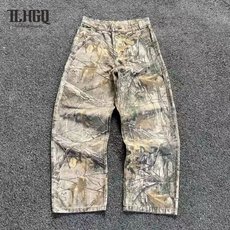 TLHGQ กางเกงยีนส์ผู้ชาย-fit หลวม สไตล์ตรง ไซส์ M-3XL