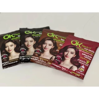 OK Herbal โอเคเฮอร์เบิล ครีมเปลี่ยนสีผมถาวร [1 ซอง][60 มล./ซอง] สารสกัดออร์แกนิค ไม่มีแอมโมเนีย กลิ่นไม่ฉุน