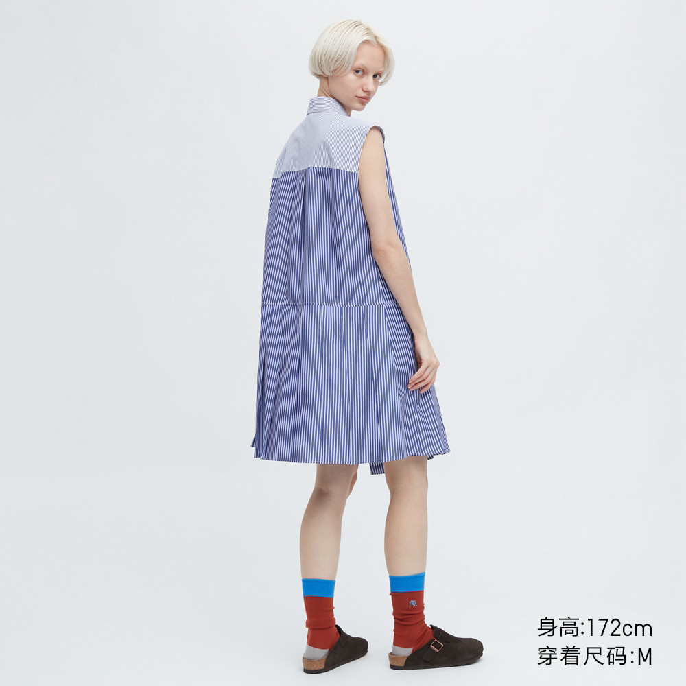 เสื้อเชิ้ตแขนกุดแบบเดรสทรงหลวมสำหรับฤดูร้อน สไตล์ Uniqlo JWA พร้อมลุค_preppy_