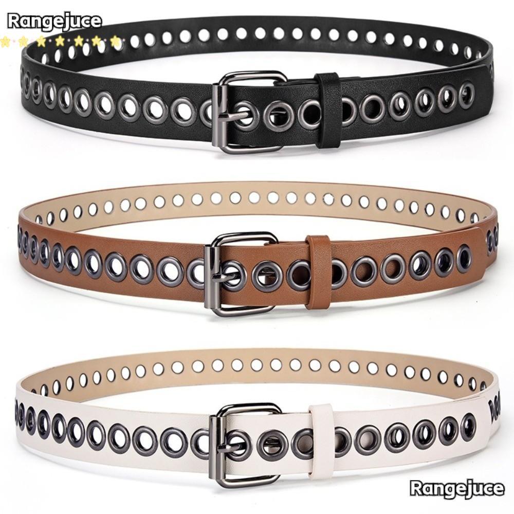 เข็มขัดสไตล์ retro Y2K กว้าง 2.8 ซม. จาก.Rangejuce ทำจากหนังPU สำหรับคนชอบแฟชั่น punk และ casual
