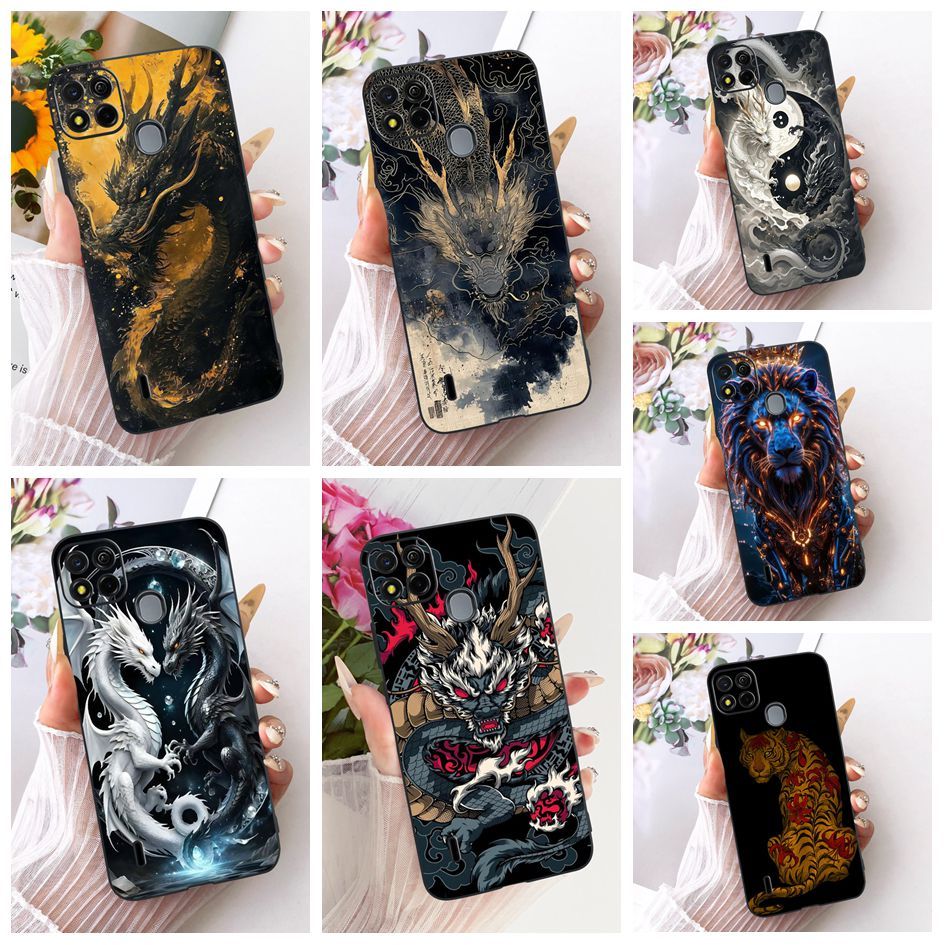 สําหรับ Itel A57 A611Wปลอกหรูหรามังกรสิงโตการ์ตูนซิลิโคนอ่อนนุ่มTPUฝาครอบป้องกันสําหรับItel A57 Pro 