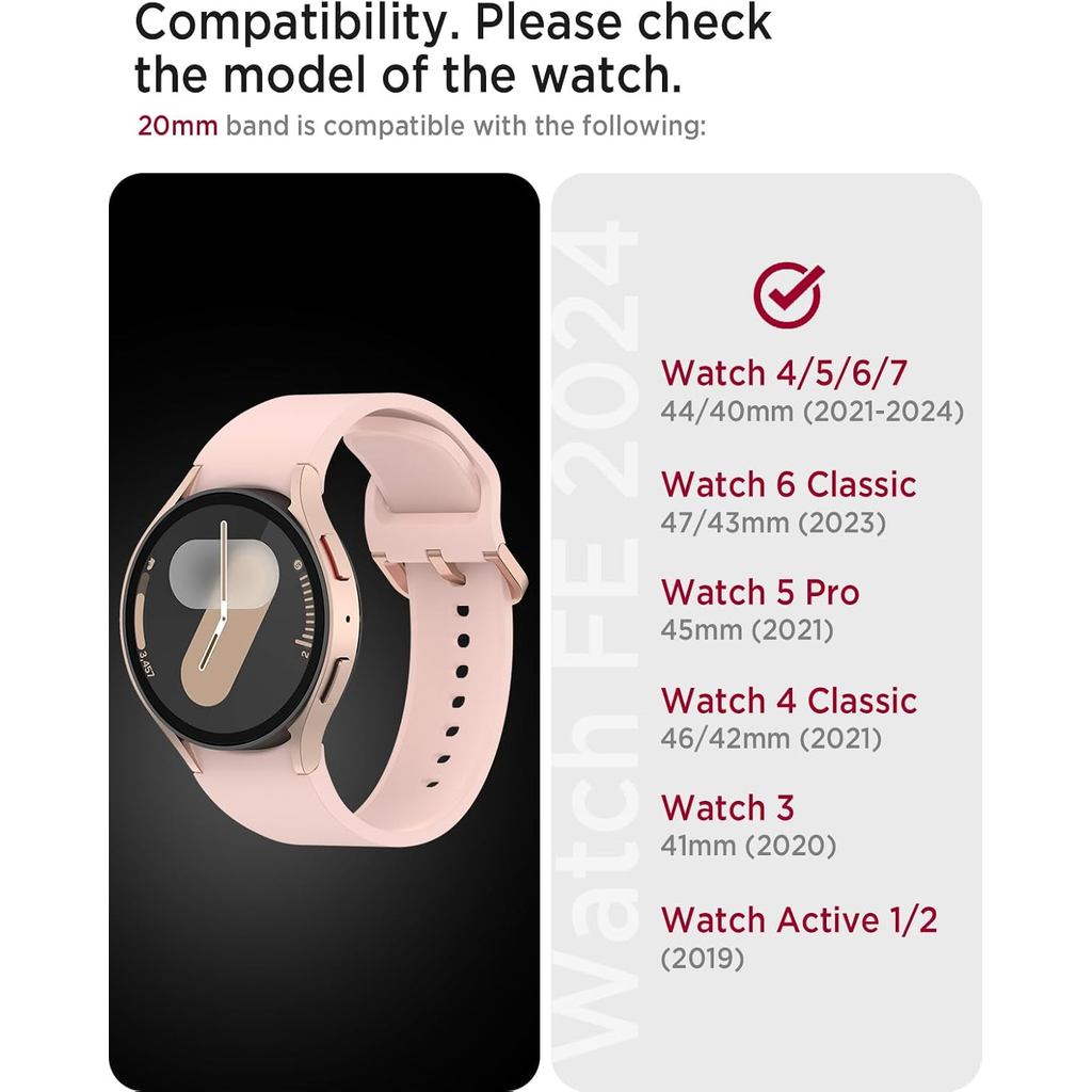 Miimall 20mm Silicone Bands for Samsung Galaxy Watch 7 Band, No Gap Breathable Sport Galaxy Watch 7/