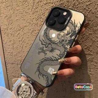 เคสโทรศัพท์ลายมังกรสีดำและขาวสุดเท่สไตล์แฟชั่น IMD สำหรับ iPhone 17 17pro 16 16pro 11 15 14 13 12 XR X XS Max 8 7Plus