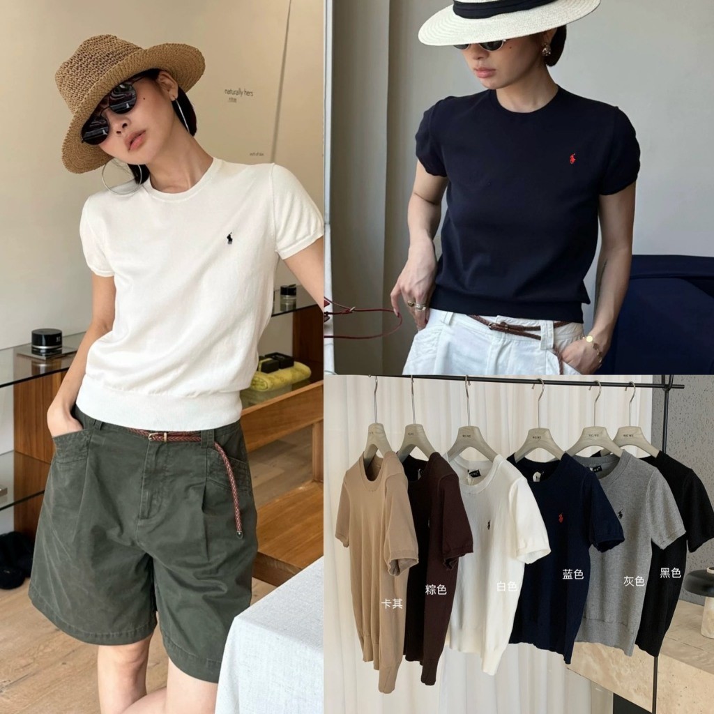 ❤ 🧵 🇰🇷 W8086 เสื้อแขนสั้นคอกลม ผ้าทอเนื้อนิ่ม ทรงเบสิค แฟชั่นเกาหลี TAG WG.WE 🧵🧡