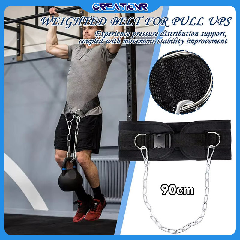 PREMIUM PULL UP Belt - Dip Belt Gym With 100kg Steel Chain & 15mm Synthetic Leather, For Weighted Tr