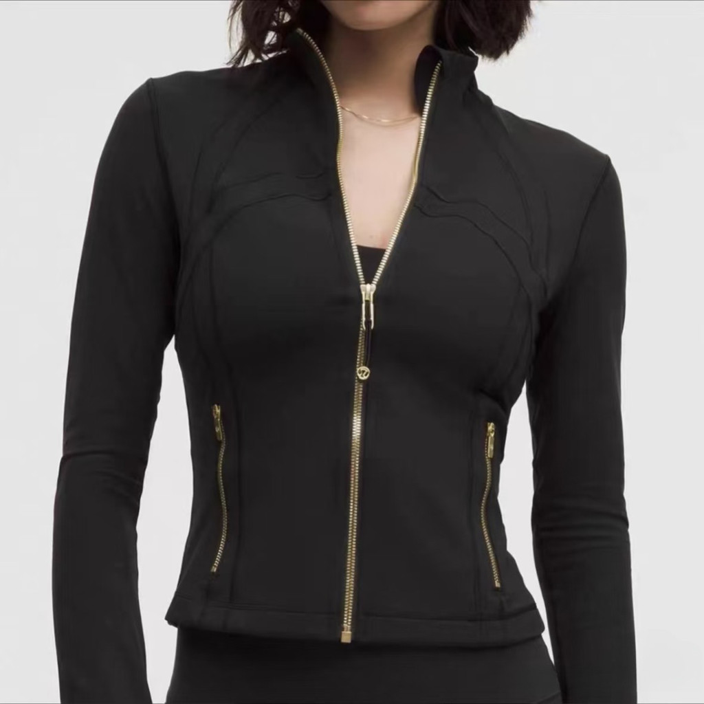 Lululemon New Gold Zipper Stand Collar Short Define Sports Yoga Wear Slim Fit Jacket for Women