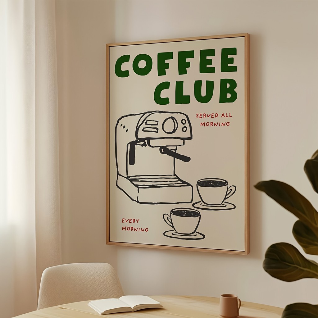 1ชิ้นกาแฟคลับผนังศิลปะพิมพ์-วินเทจครัวโปสเตอร์ด้วยเครื่องเอสเพรสโซ่และถ้วยกาแฟออกแบบ,สีเขียวผ้าใบพิมพ์สําหรับโฮมออฟฟิศ,ห้องนั่งเล่น,ห้องนอน,หรือร้านอาหารตกแต่ง,ศ