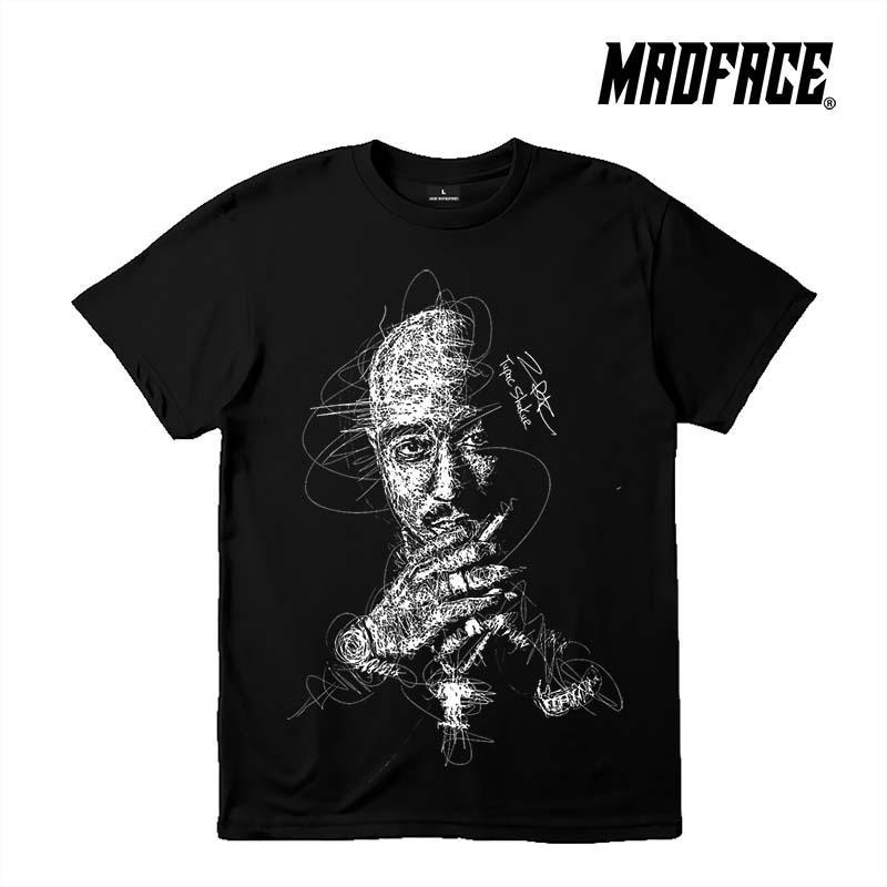 ลายเสื้อยืดผ้าฝ้ายพิมพ์ลาย MADFACE 2PAC/Biggie Small/Snoop Dogg/Ice Cube/50Cent ดีไซน์ Street LINE 2