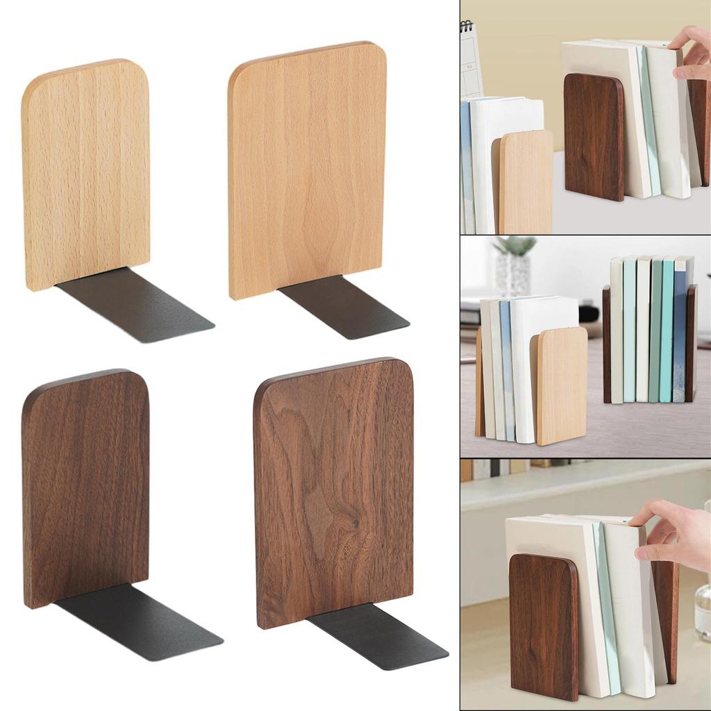 [trdfdv] Wooden Book End Books Stopper Heavy Duty Elegant Book Stopper สําหรับซีดี/นิตยสาร