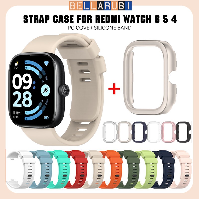 สายรัดซิลิโคนยาง PC ครอบคลุมกรณี for Redmi Watch 6 5 4 ผู้ป้องกันหน้าจอ อุปกรณ์เสริมสร้อยข้อมือ for Redmi Watch 6 5 4