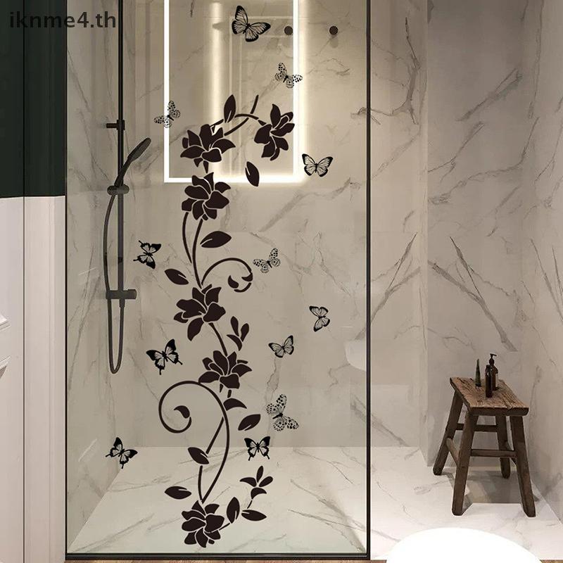 [ikn] ck Floral Iris Vine Mirror Glass Sticker Home Bathroom Decorative Self-กาวสติ๊กเกอร์ติดผนัง [T
