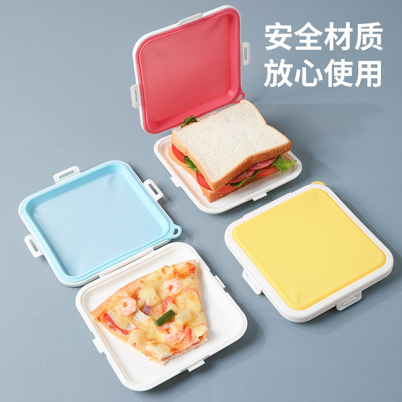 Sandwich Bread Fresh-Keeping Storage Box Silicone Portable Takeaway Bento Box Heating Sealable