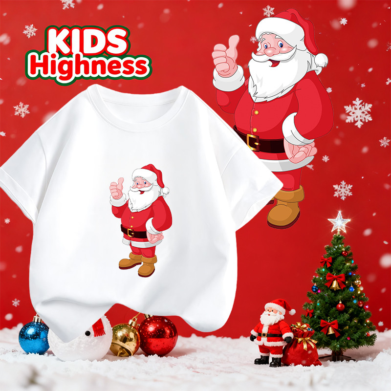 🎄(จัดส่งตลอด 24 ชั่วโมง) KIDS Highness เทศกาลคริสต์มาส เสื้อสีแดง kids คอกลม Christmas t-shirt #T598