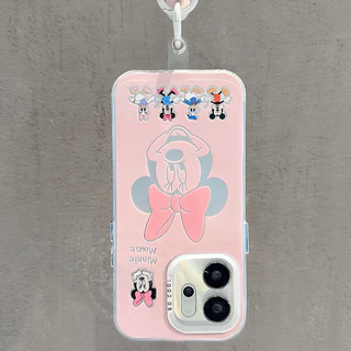 เคส OPPO Reno 14 14F 15 15F 16 16F 5G เคส OPPO Reno 14 15 16 Pro Max 5G Case เคสน่ารักมิกกี้ มินนี่ เมาส์ กันกระแทก พร้อมสายคล้องโทรศัพท์ ขอบซิลิโคนอ่อนนุ่ม สำหรับผู้หญิง เด็กนักเรียน