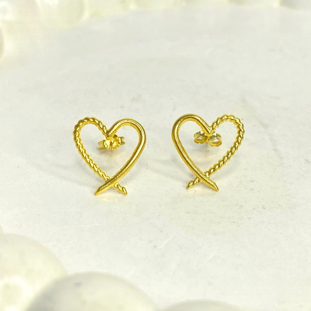 ต่างหู 18K Open Heart Stud 10mm A5344