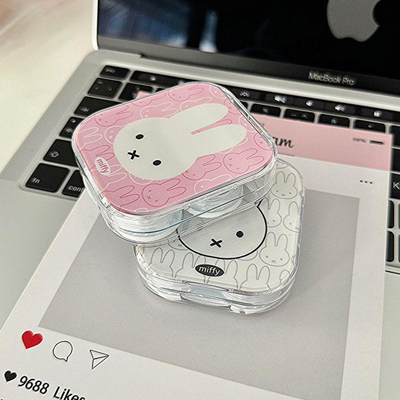 Kawaii Miffy Contact Lens Case กล่องเก็บเลนส์ทรงสี่เหลี่ยมน่ารักสําหรับ Soft & Color Contacts | ภาชนะแช่เดินทางแบบพกพา | เลนส์รายวันป้องกันการรั่ว Hol ราคา ถูกที่สุด ดีลบีเคเค แกลเลอรีภาพที่ 3