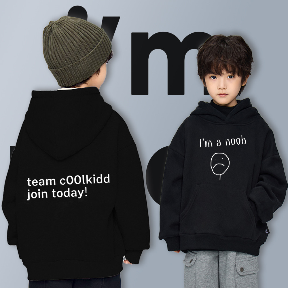 I Am Noob Cotton แขนยาว Hoodie เด็ก Hoodie Cotton Kid'hoodie พิมพ์น่ารักไม่มีการย้อมสี ไม่มีการเปลี่