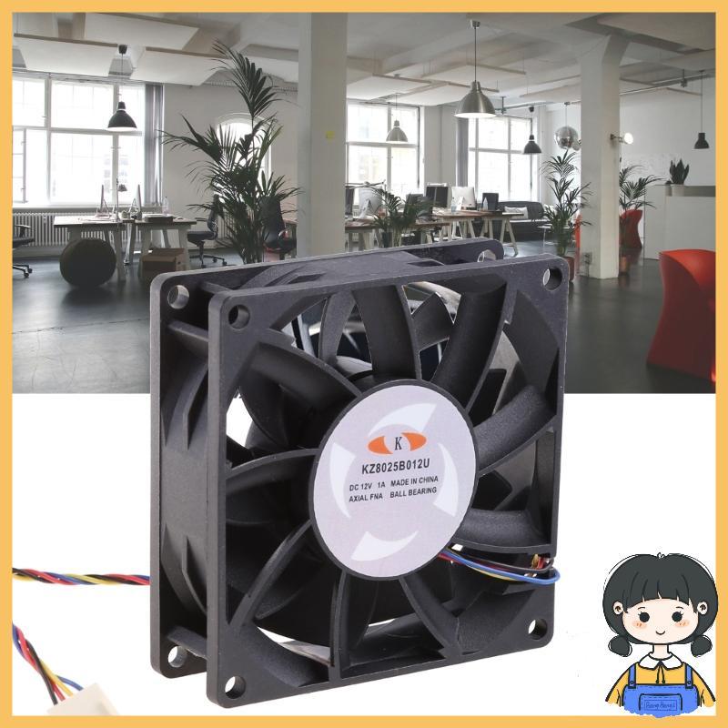 Bang DC Brushless KZ8025B012U 80 มม.DC 12V 1 00A พัดลมระบายความร้อน 80x80x25 มม.4-p แบริ่ง 6500RPM 8