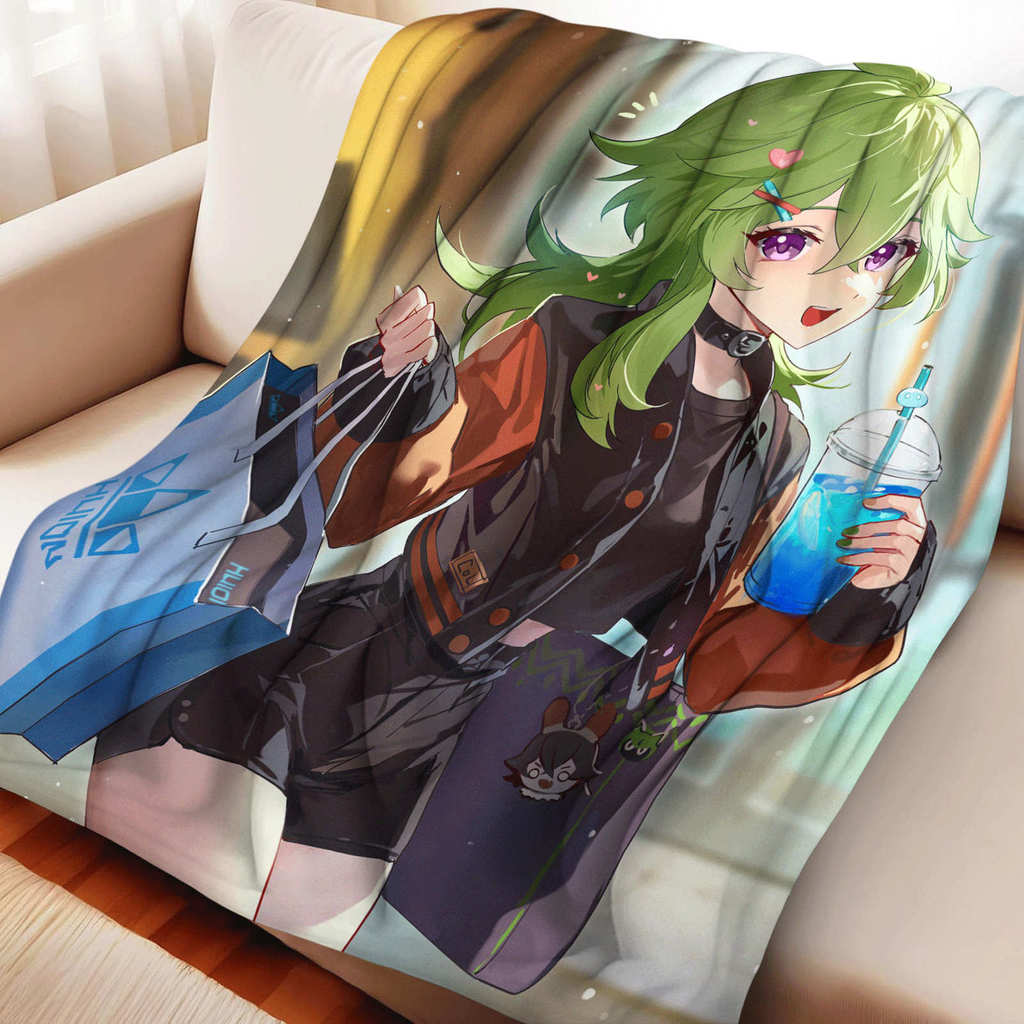 Genshin Impact Huohuo Office Usage ผ้าห่มสีฟ้า Home Camping Leisure ผ้าห่มสาวของขวัญวันเกิดตกแต่งบ้า