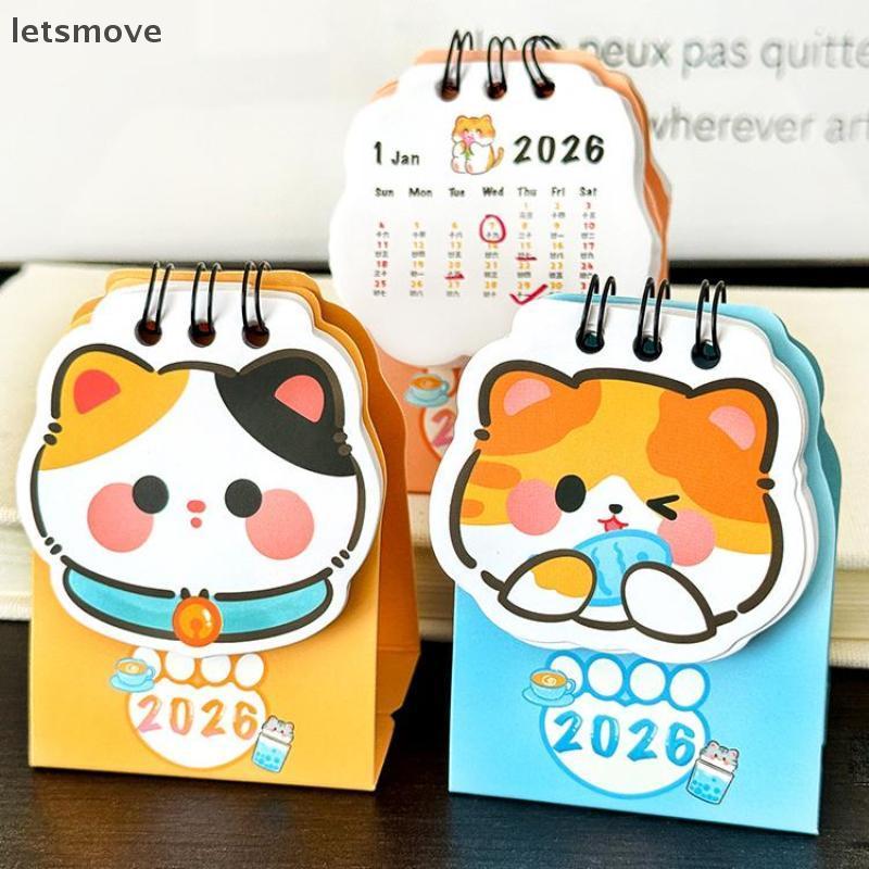 [lts] 2026 ปีการ์ตูนแมวเดสก์ท็อปมินิตั้งโต๊ะปฏิทินนาฬิกาในโปรแกรมรางวัลนักเรียนของขวัญสร้างสรรค์ มิถ