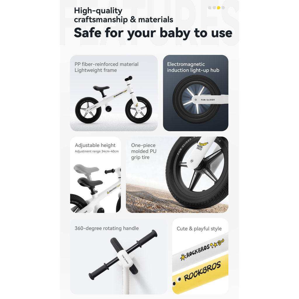 ร็อคโบรส์ บาลานเซอร์ สำหรับเด็กอายุ 2-6 ปี เรียนรู้การทรงตัวและขับจักรยานแบบเหยียบฟรี - รูปที่ 6