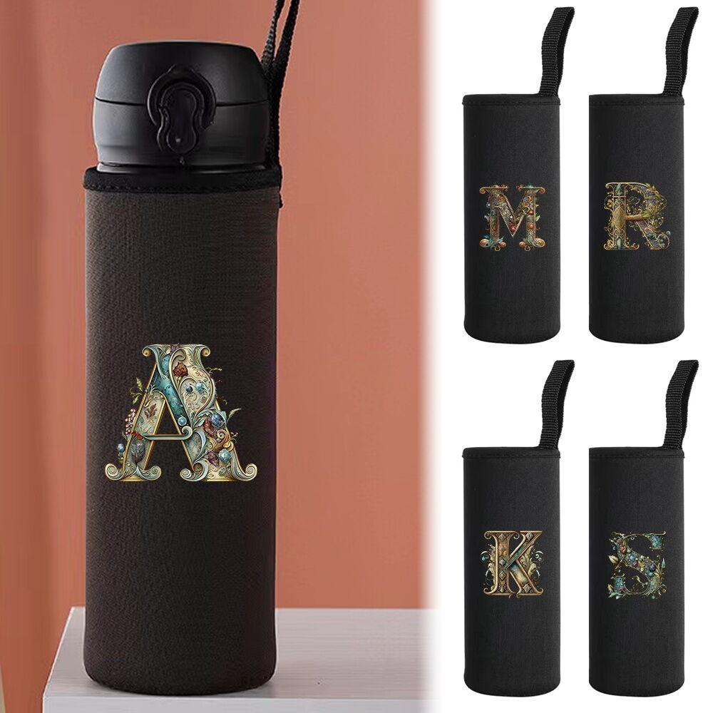 รูปแบบตัวอักษรกราฟิก - ฝาครอบถ้วยน้ำหนา 550ML ผู้พิทักษ์ทนทานพร้อมการป้องกันยาวนาน Water Bottle Bag Cup Cover Mug