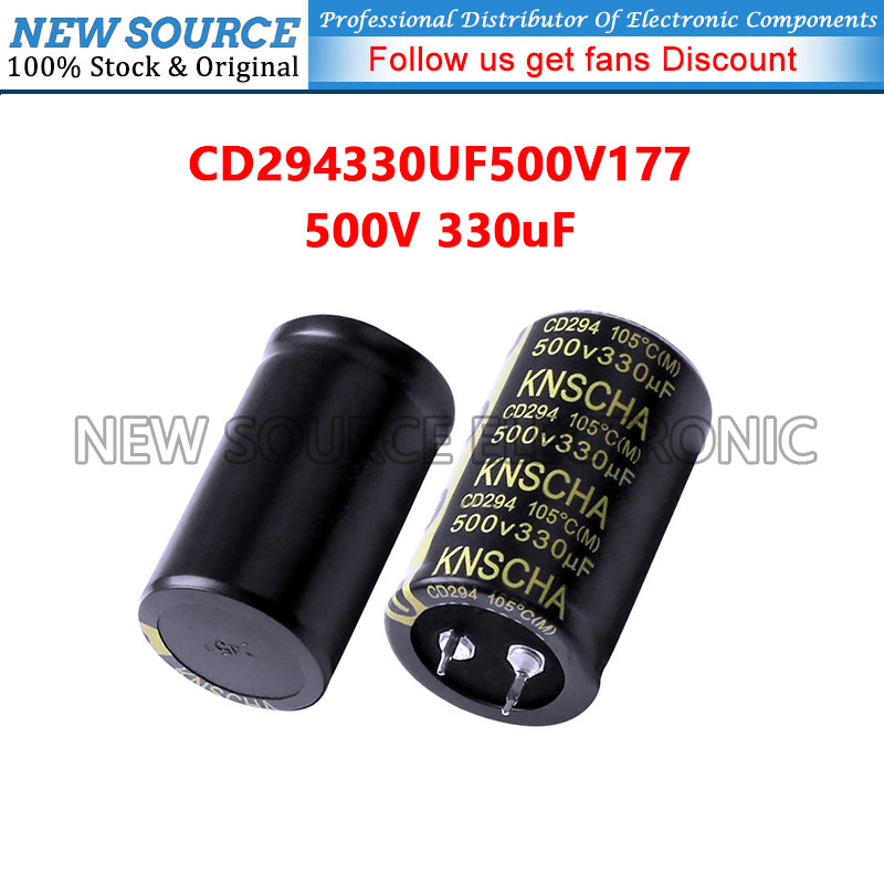 [1 ชิ้น] 500V 330uF D30xL50mm 1.18x1.97in CD294330UF500V177 ตัวเก็บประจุอะลูมิเนียม Snap-In แหล่งใหม