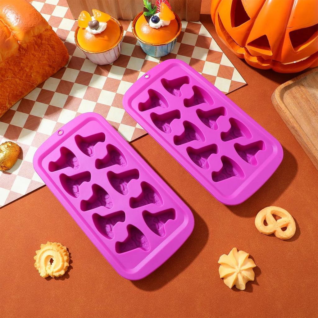 Hemoton 2PCS Halloween Baking Silicone Molds,Halloween Chocolate Molds,Witch Hat Gummy,Silicone Ice 