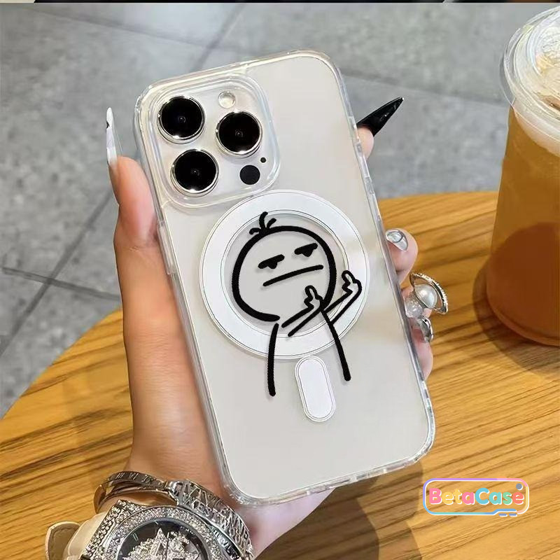 เรียบง่าย สไตล์นามธรรม มีชีวิต ชายไม้ ท่าทาง เคสมือถือแม่เหล็ก เหมาะกับ iPhone 17 16 15 14 13 12 11 11Pro Max Plus