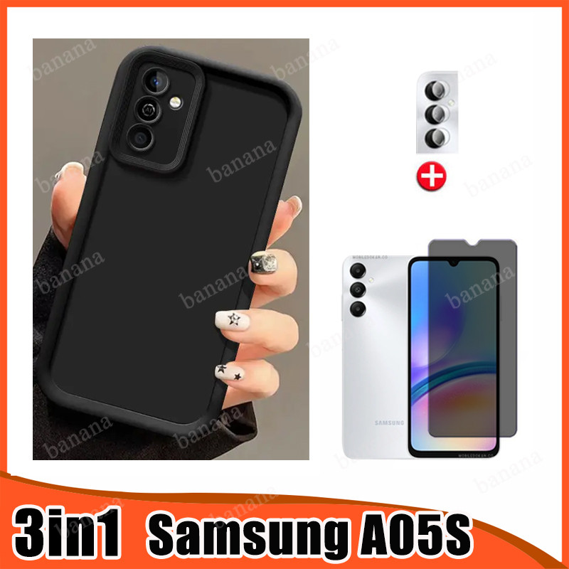 3In1 Samsung A05s TPU เคสโทรศัพท์ซิลิโคนสําหรับ Samsung Galaxy A06 A04E ความเป็นส่วนตัวฟิล์มกระจกนิร