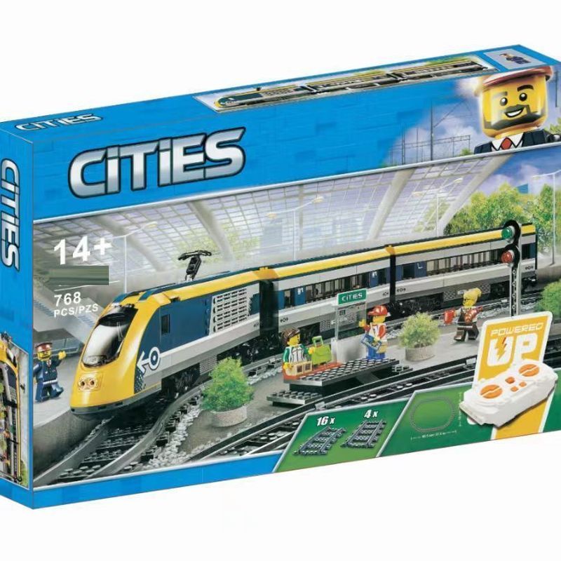 เข้ากันได้กับเลโก้ซิตี้ซีรีส์การควบคุมระยะไกลขนส่งผู้โดยสาร60197การควบคุมระยะไกลแสงรถไฟอาคารบล็อกรุ่