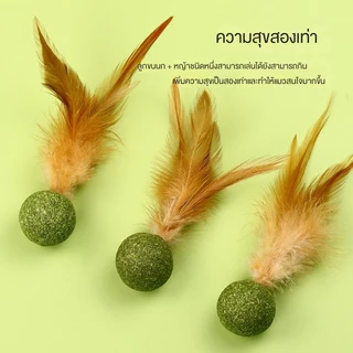 😻 ลูกบอลขนนกแมว Catnip ของเล่นแมว🐾คลายเครียด ขัดฟัน เคี้ยวสนุก คลายเครียด และขัดฟันในเวลาเดียวกัน