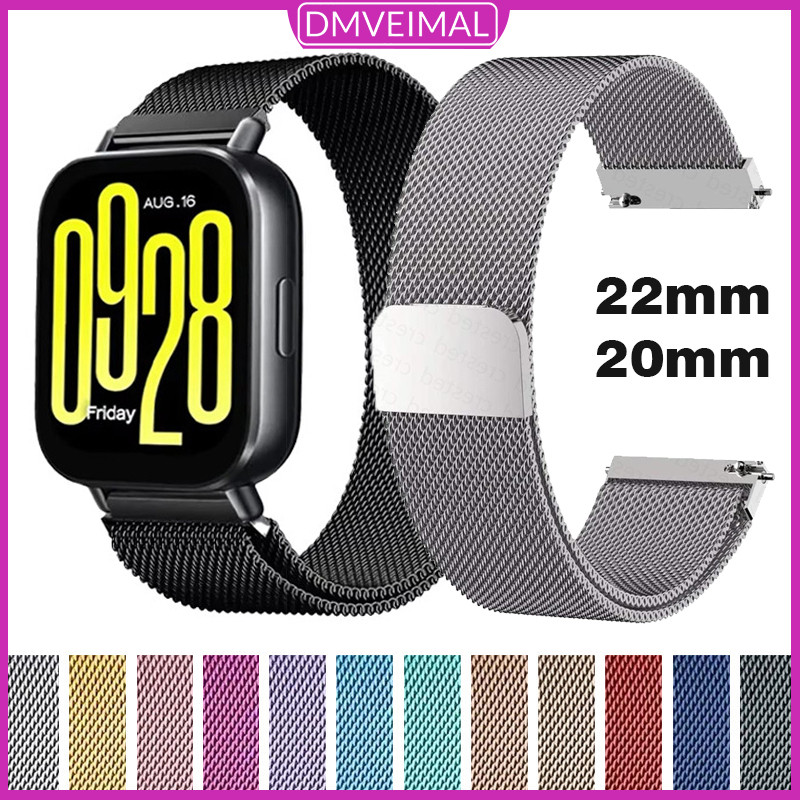 22mm 20mm ห่วงสาย Milanese แถบโลหะสแตนเลส for Redmi Watch 5 Active Lite/Samsung Watch/Garmin/Aolon/Realme /Amazfit Bip 6