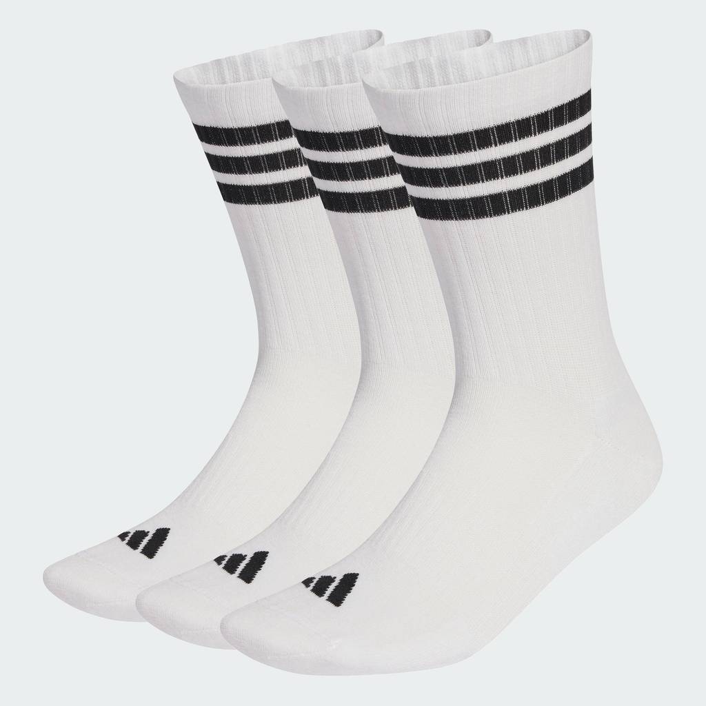 adidas Lifestyle 3-Stripes Cushioned Crew Socks 3 Pair Pack Unisex White JZ0532