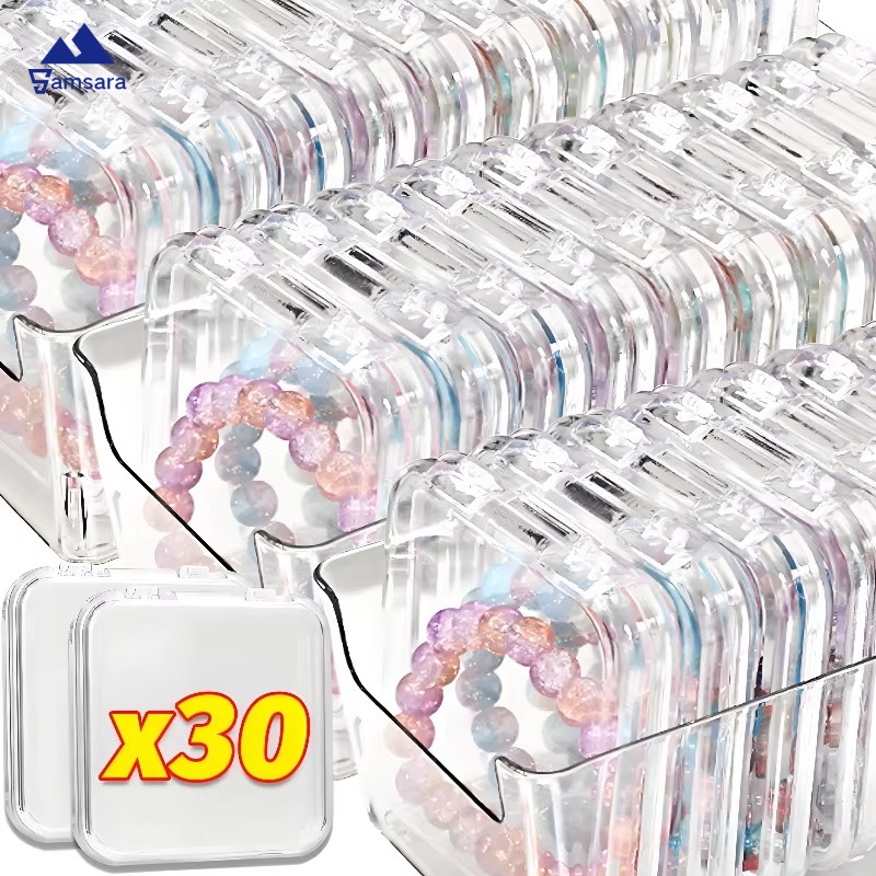 5/10/20/30ชิ้นแต่งหน้าพัฟกล่องเก็บที่มีฝาปิด-โปร่งใสเล็บแสดงกล่อง-แบบพกพายาเครื่องประดับกรณีการจัดเก็บสําหรับเดินทา