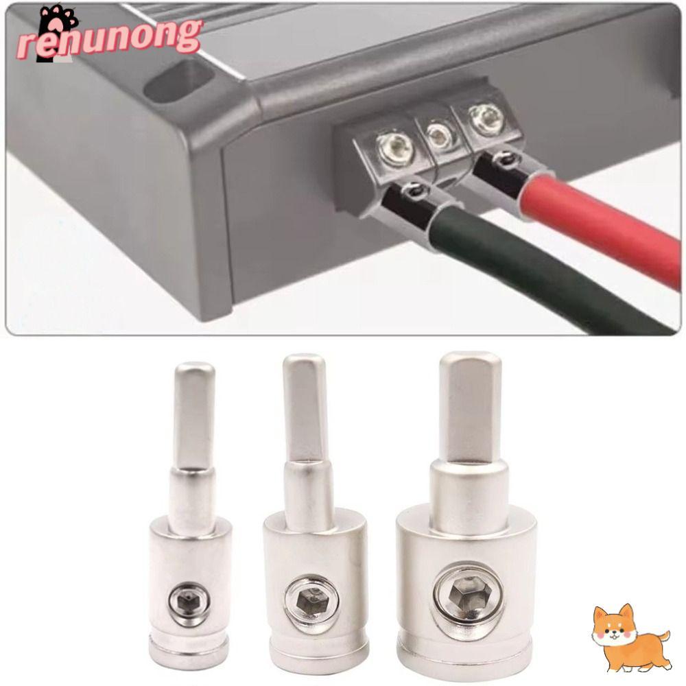 RENUNONG ขั้วต่อเครื่องเสียงรถยนต์, 0GA 4GA 8GA Gold Silver Car Speaker Wire Terminal, ทองแดงบริสุทธ