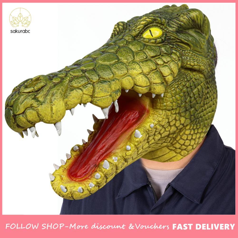 Sakurabc ฮาโลวีนหน้าปกรูปจระเข้สัตว์สบายน้ำยางสำหรับคอสเพลย์P Rop