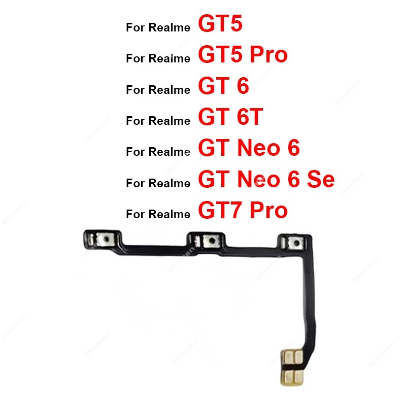 สําหรับRealme GT 5 GT5 Pro GT 6 6T Neo 6 Se GT7 Pro Power Volume Key Flex Cable On OFF Volume Powerด้านข้างปุ่มFlex Cable Repair