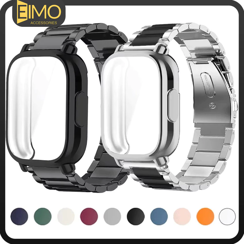 กรณี TPU+สายรัดสแตนเลส for Redmi Watch 5 Active / 5 Lite กรณีนุ่มป้องกัน Gores สายพานโลหะหรู สมาร์ทว็อช Case ปกป้องกัน