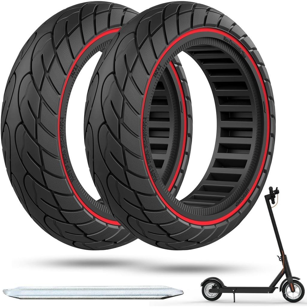 ยางสกู๊ตเตอร์โซลิด 10 นิ้วTubeless สำหรับNinebot G30 Max/G30D ขนาด10x2.5 ด้านหน้าหรือด้านหลัง สีแดง 